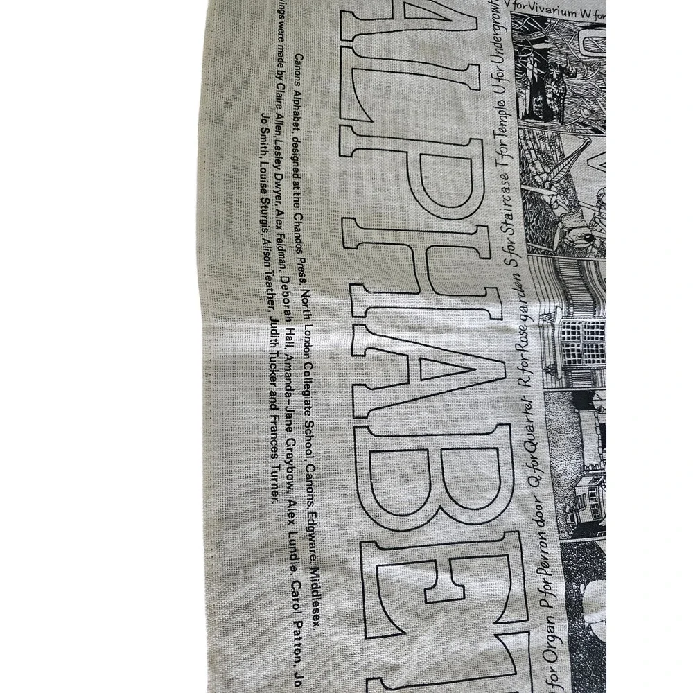 Rare vintage Irish linen tea towel featuring a 